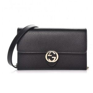 NEW!!!   GUCCI Dollar Calfskin Interlocking GG Chain Wallet/Clutch in Black.